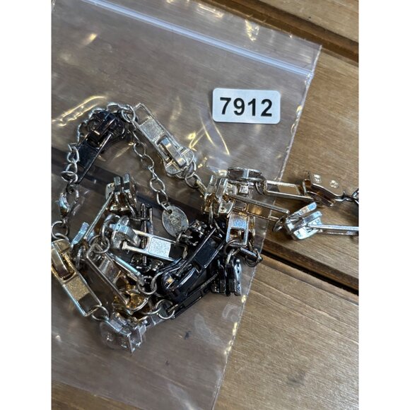 Zipper Charm Necklace In Mixed Silver Gold & Black Metal Design With Adjustable - Picture 2 of 7